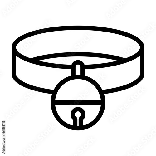 Cat Collar with Bell Vector Line Icon Design