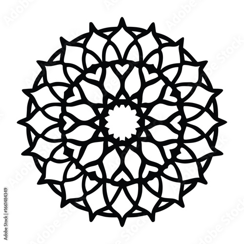 Symmetric Geometric Pattern: Intricate lines and shapes come together to create a detailed symmetric geometric design, inviting you to explore its visual appeal and intricate detail. 