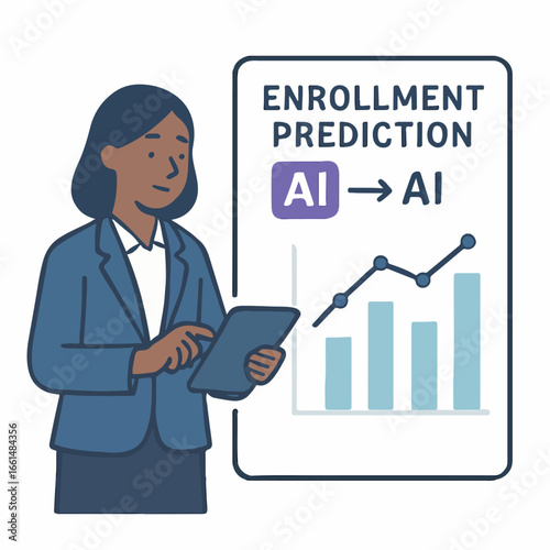 University admin with AI enrollment predictor Illustration