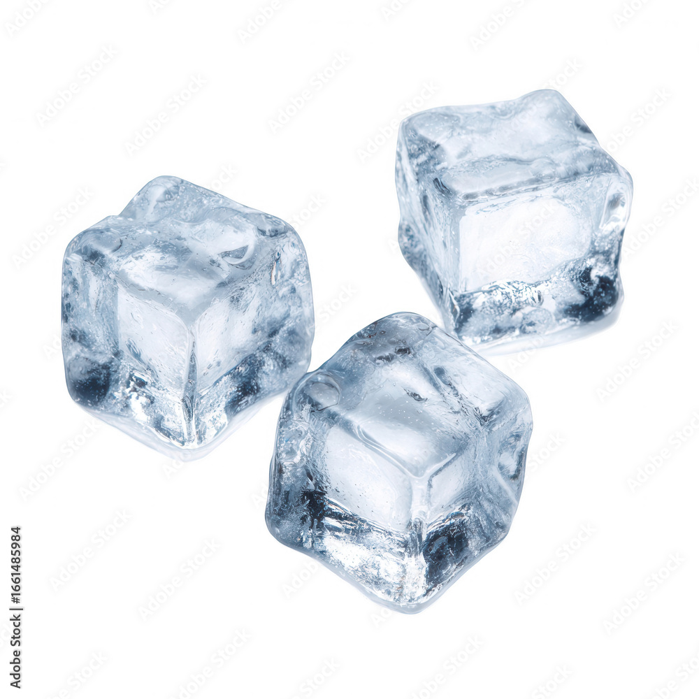 Fototapeta premium Three ice cubes, jpeg, png, transparent