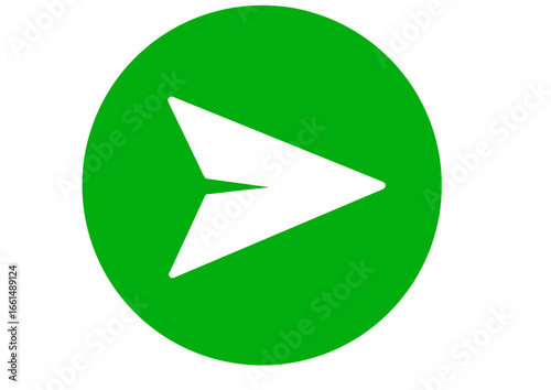 Send message icon in green circle illustration on transparent background