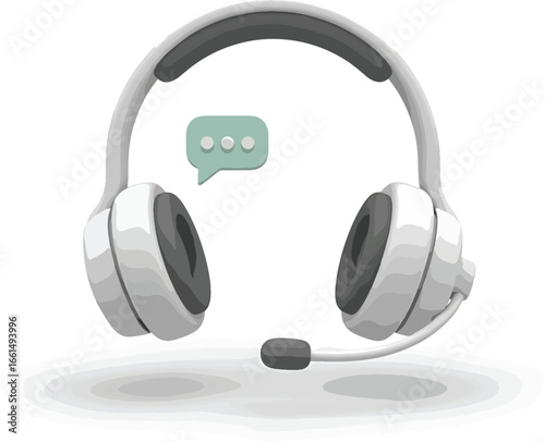 Modern headphones with communication chat bubble