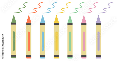 set of colored pencil in doodle style in vector. element for design postcard print sticker poster