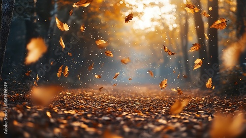 Modern interior design with autumn nature artwork wall high resolution picture