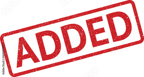 Distressed red added rubber stamp effect, slanted for focus on adding to projects