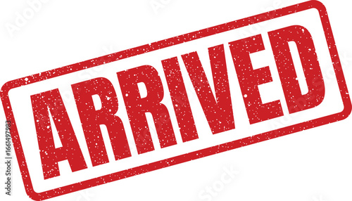 Distressed red 'Arrived' stamp illustration with speckled texture, perfect for delivery notifications