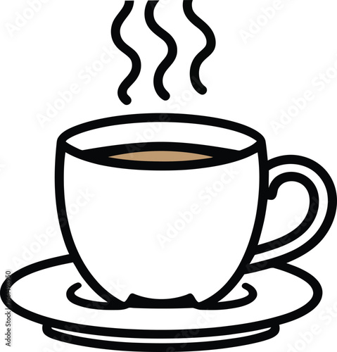 Aromatic Coffee in Cup: A comforting image of a steaming coffee, captured in a simple yet elegant black and white illustration.