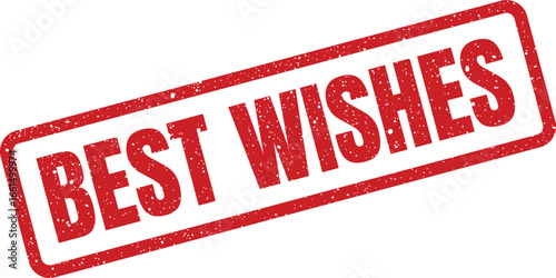 Distressed red best wishes rectangular rubber stamp design for cards and digital greetings