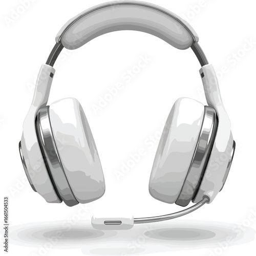 Silver over ear headphones for listening to music, audio entertainment, podcast and leisure