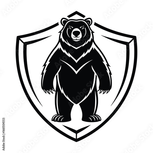 
Black Bear on Shield Logo vector