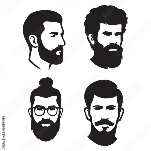 hairstyle designs for men silhouette  vector design,Silhouette hairstyles, vector haircuts, men’s hair trends, side profile views, hairstyle inspiration, haircut design, male grooming styles, 