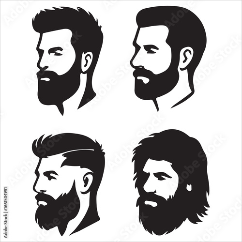 hairstyle designs for men silhouette  vector design,Silhouette hairstyles, vector haircuts, men’s hair trends, side profile views, hairstyle inspiration, haircut design, male grooming styles, 