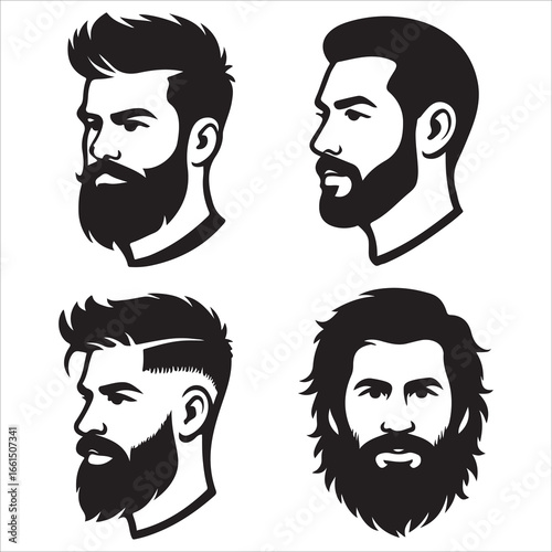 hairstyle designs for men silhouette  vector design,Silhouette hairstyles, vector haircuts, men’s hair trends, side profile views, hairstyle inspiration, haircut design, male grooming styles, 