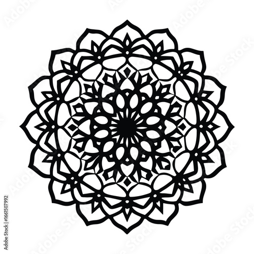 Intricate Mandala: A detailed black and white mandala design. Each element is a testament to balance and harmony, inviting a sense of calm. 