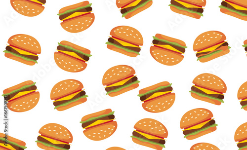Seamless Burger Pattern. Fast Food Burger Texture. Suitable for Cafe Menu and Food Wrapping