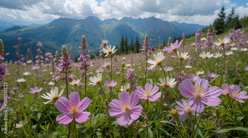 Silene vulgaris (bladder campion) and its phytoassociations in the alpine meadows of the Carpathians. Unique mountain ecosystems. Silene vulgaris blooms against the background of the Carpathian.