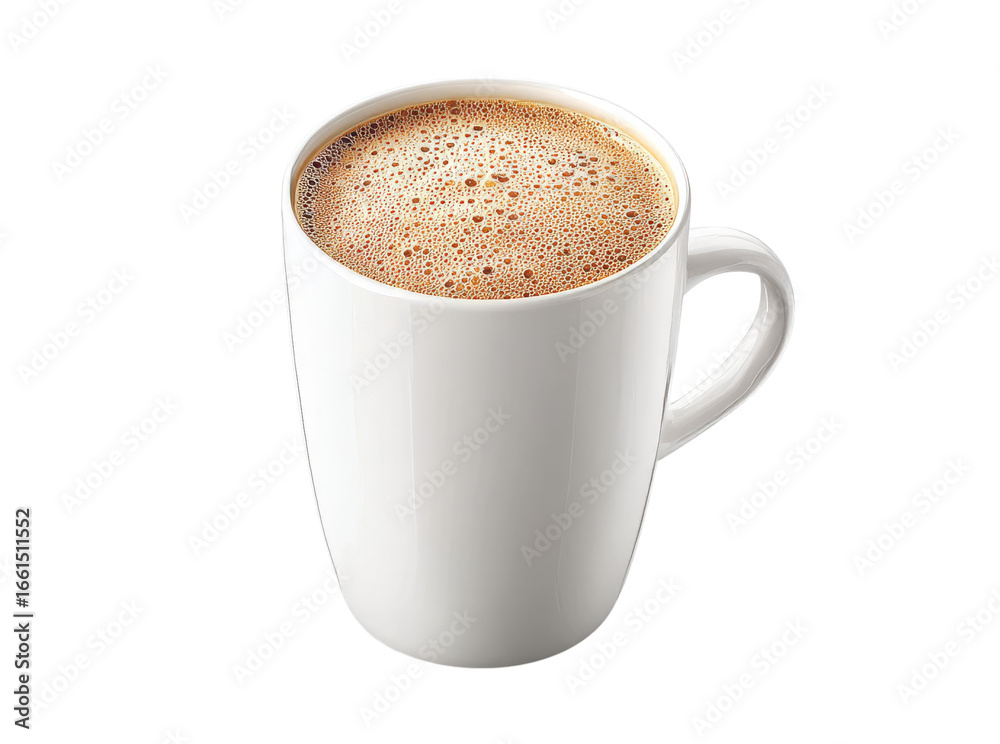Fototapeta premium Aromatic coffee in white mug hot drink beverage caffeine, Isolated On Transparent Background