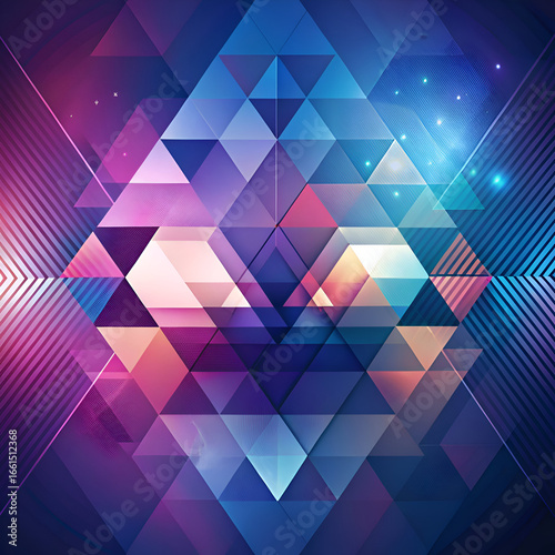 Abstract Geometric Triangle Pattern. Colorful Digital Art
