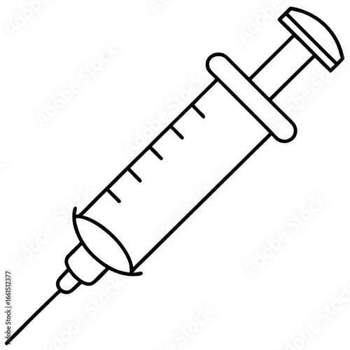 Medical Injection Outline Coloring Illustration