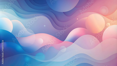 Abstract Landscape with Pastel Colors and Fluid Shapes
