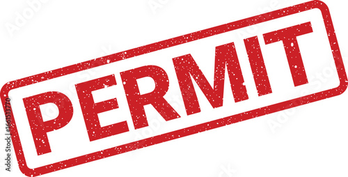 Distressed red permit stamp with textured ink effect, authorization document or approval element