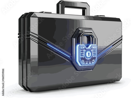 Business briefcase with secure digital lock symbolizing protection finance and corporate security