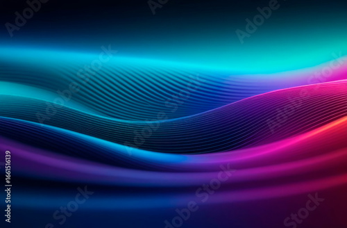 blue and pink glowing wavy lines. Dynamic wave pattern. Neon flowing wavy lines. Background for advertising, banners, postcards