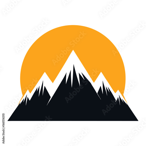 Sunrise over the mountain icon line airt vactor outline Illustrations on white background.