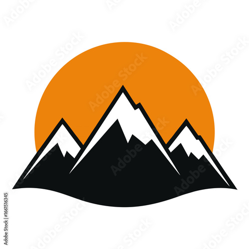 Sunrise over the mountain icon line airt vactor outline Illustrations on white background.