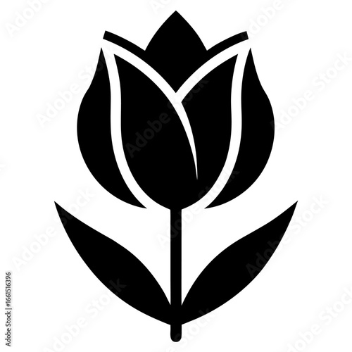 Minimalist tulip flower icon line airt vactor outline Illustrations on white background.