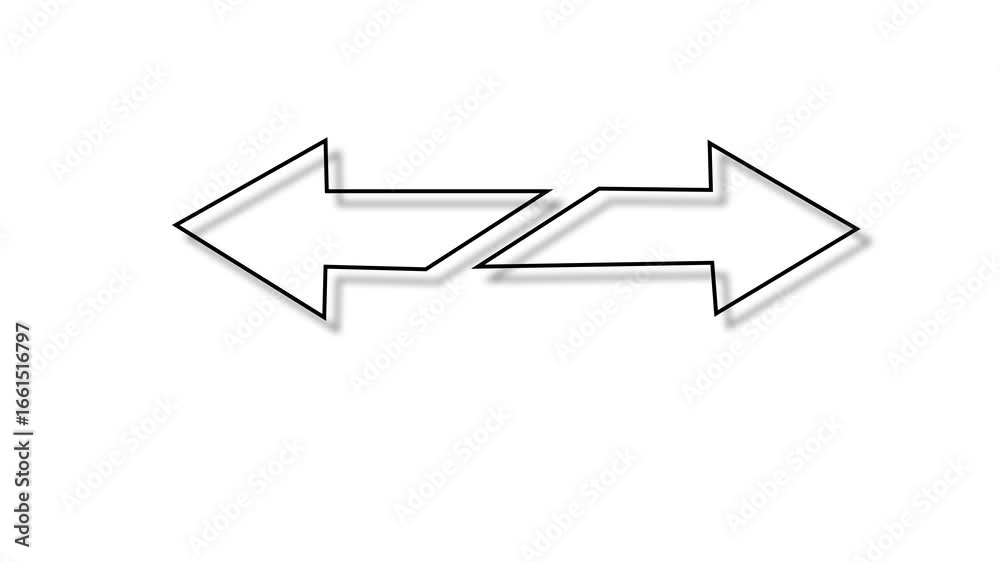 2D white creative thin line animation of arrow symbols, HD video with transparent background, seamless loop 4K video representing comparison icons.