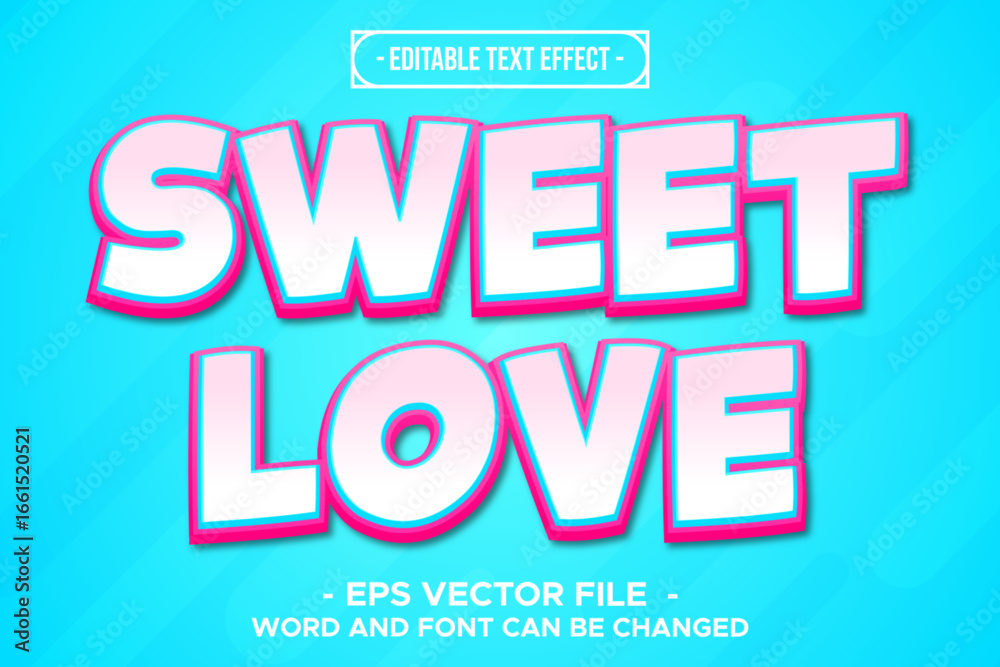 Fototapeta premium Editable Text Effect Sweet Love Vector