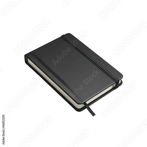 Black Closed Notebook with Elastic Closure and Bookmark