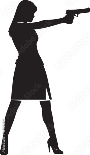 Armed Femme Silhouette – Minimalist Action & Drama Vector