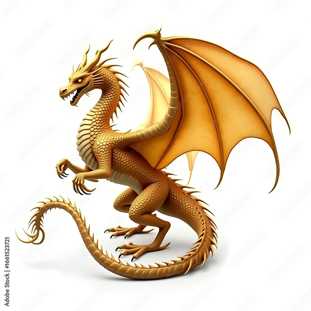 Fototapeta premium Golden metal dragon 