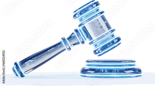 Transparent glass gavel symbol of justice law court decision and legal authority