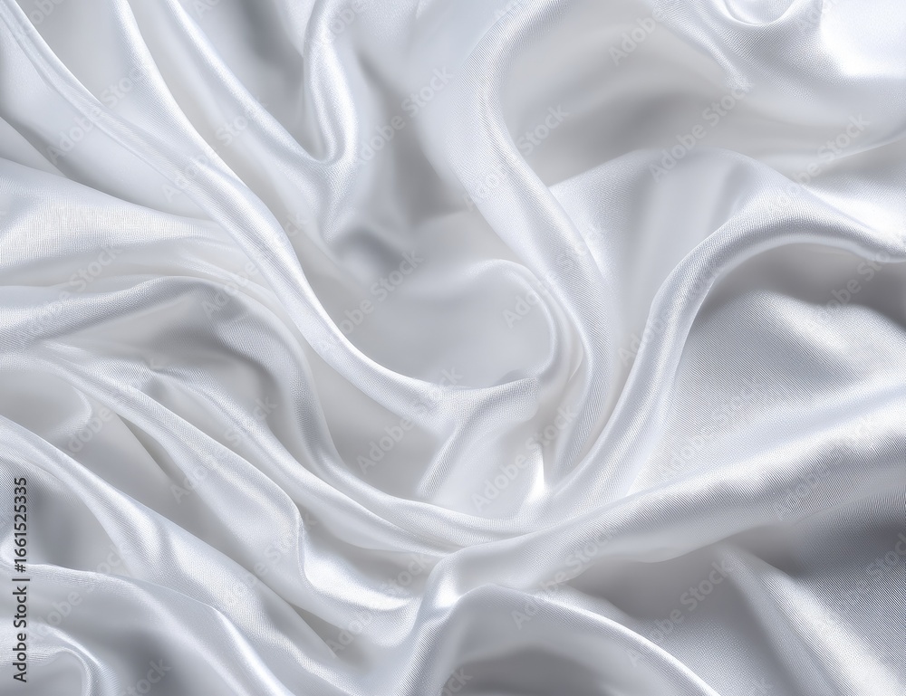 Fototapeta premium Soft, flowing white silk drapes in folds