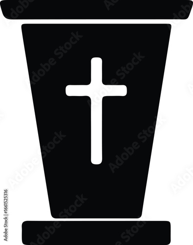 Vector Pulpit with cross speaker podium silhouette Illustrator