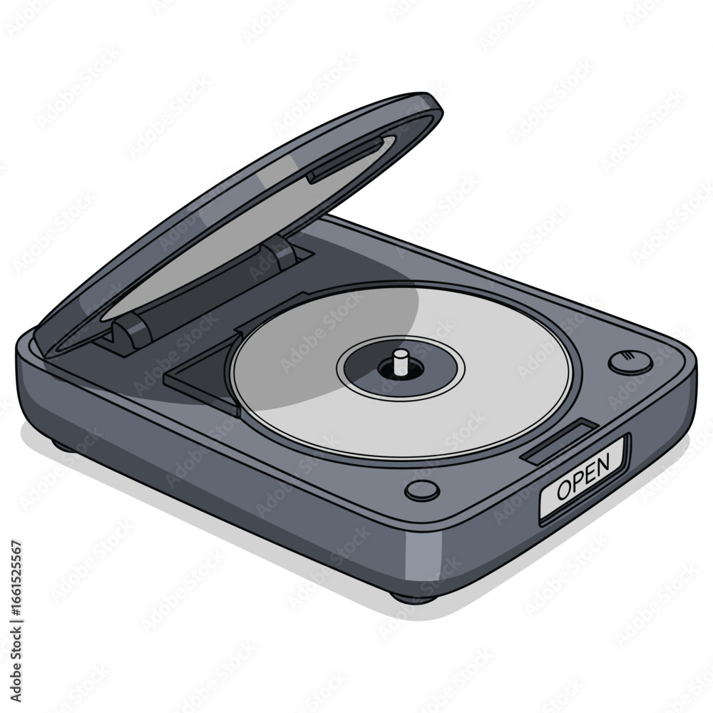 Fototapeta premium Retro Portable CD Player Illustration for Vintage Music Nostalgia Projects and Design