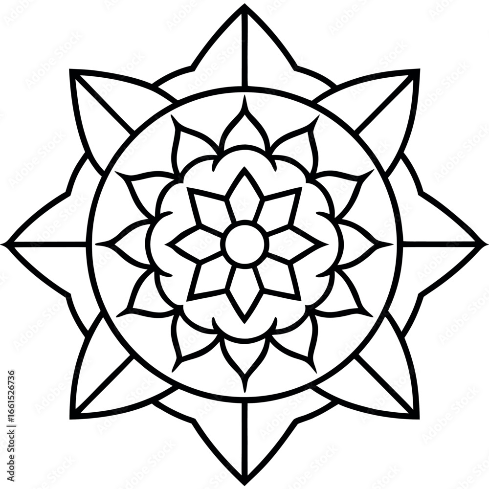 Fototapeta premium Hopeful Mandala Outline Drawing for Coloring