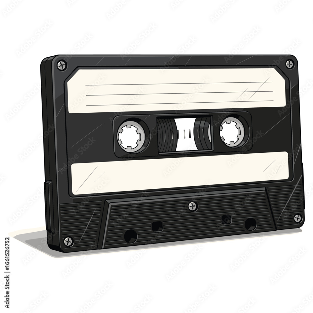 Obraz premium Retro Audio Cassette Illustration: Vintage Music Media for Nostalgic Creative Projects