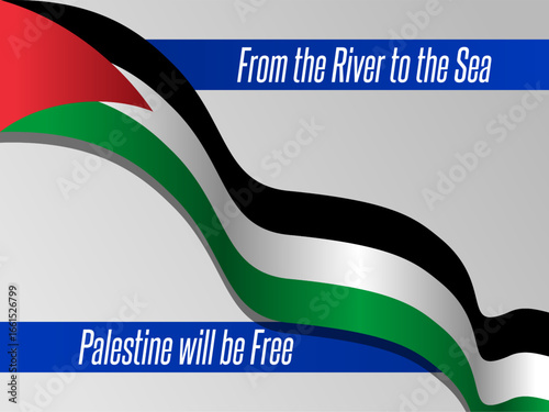 Palestine Flags, shiny long waving flag of Palestine. Graphic Resource. Editable Vector Illustration. Perfect for designs, posters, banners