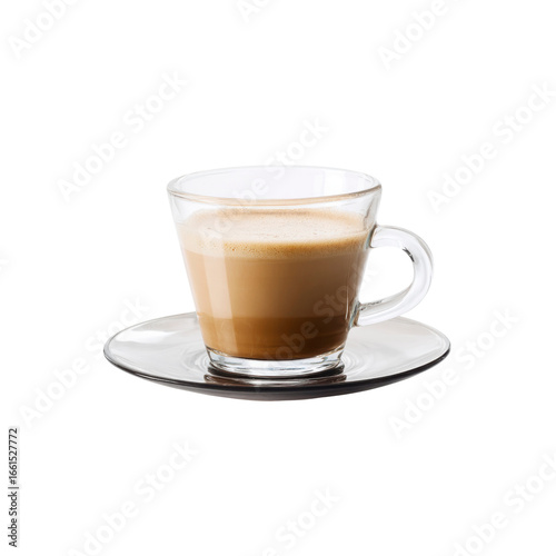 Macchiato in a Glass Cup on a Saucer