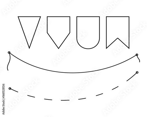 Outline Various shape pendant and rope Minimalist design. Bundle designer for different form Garland