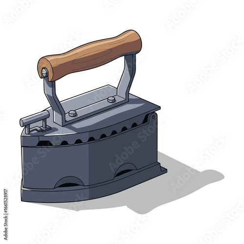 Vintage Flat Iron Illustration Antique Pressing Tool Vector Graphic for Design Projects