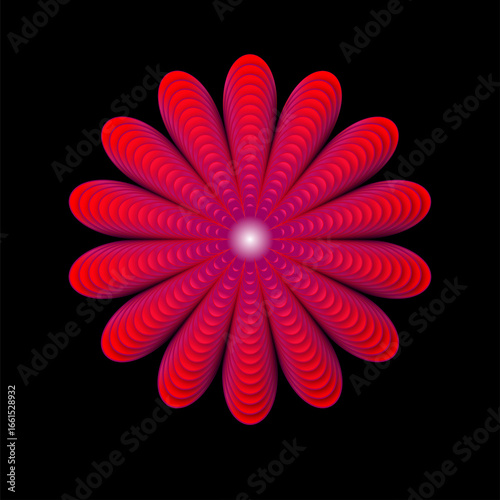 Red Floral Abstract Mandala with Glow
