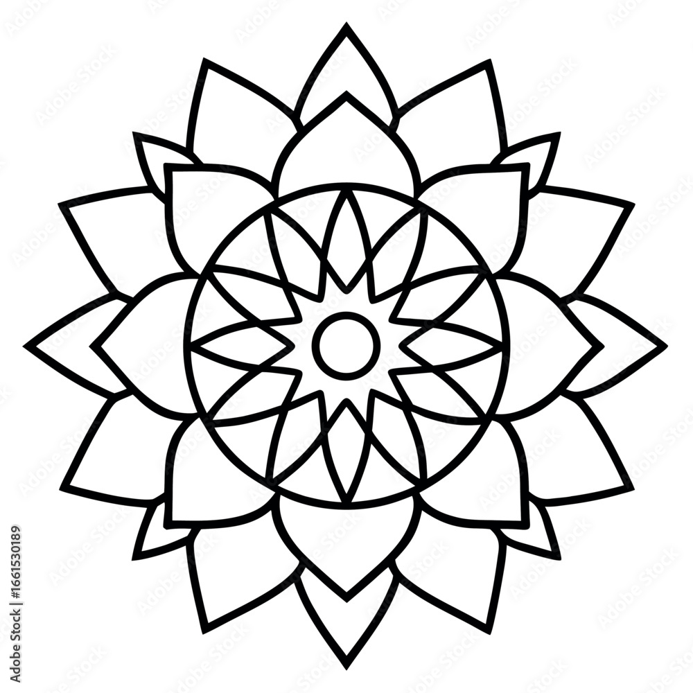 Naklejka premium Wealth Mandala Outline Drawing for Coloring