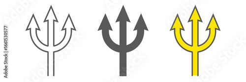 Trident line icon, spear and devil, pitchfork sign, vector graphics, a linear pattern on a white background.
