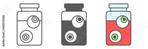Eyes in jar line icon, glass and creepy, halloween eyeballs sign, vector graphics, a linear pattern on a white background.