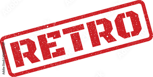 Distressed Retro Text Stamp, Angled Red Grunge Effect Vector, Isolated Design